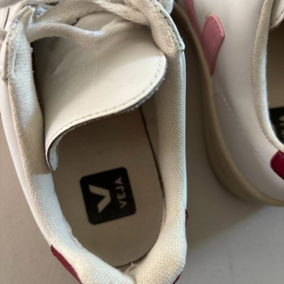 Veja V-12 Leather Extra White Burgundy & pink sneakers Sz 37 - Picture 8 of 8